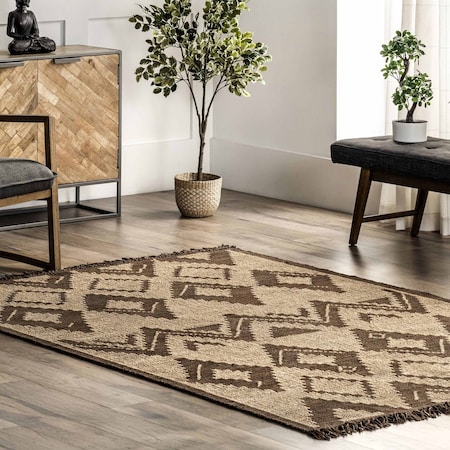 Nuloom Tegan Bohemain Diamond Leather and Jute Area Rug 5ft x 8ft VCRC02A-508